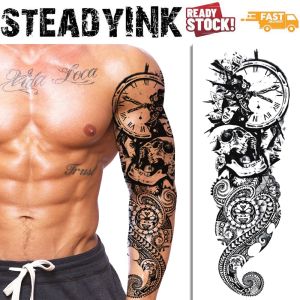 [𝚂𝚝𝚎𝚊𝚍𝚢𝙸𝙽𝙺] Full Sleeve Temporary Tattoo Sticker Tatu Pelekat | Skull Maori Polynesian Maori | Makeup Carnival Event Festival Party |