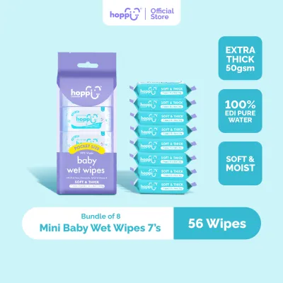 Hoppi Premium 99% Mini Baby Water Wipes - 7 Wipes