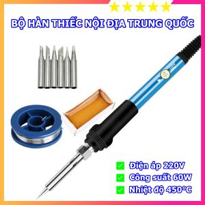 Set mỏ hàn thiếc mini 220V 60W với 5 mũi hàn tiện dụng - Nội địa Trung Quốc - Bảo hành 6 tháng