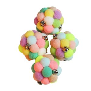 ของเล่นแมวลูกบอลมีเสียงตุ๊กตาสายรุ้งพร้อมลูกบอลกระดิ่งอุปกรณ์สำหรับสัตว์เลี้ยงของเล่นแมวของเล่นแมวเล่นแบบโต้ตอบจับแมวของแมว