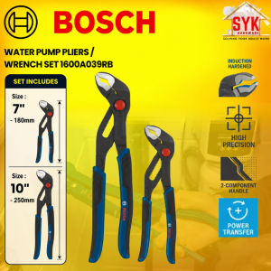 SYK Bosch Pipe Wrench Set 2Pcs 7 Inch 10 Inch Home Use Pipe Carbon Steel Wrench Set Sepana Paip Kerja 1600A039RB