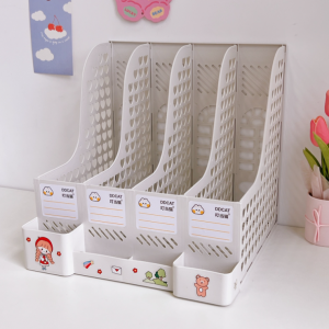 Khay đựng sách tài liệu cute 8 ngăn trái tim xinh xắn giá sách kèm ống bút để bàn học làm việc decor đa năng