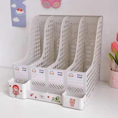 Khay đựng sách tài liệu cute 8 ngăn trái tim xinh xắn giá sách kèm ống bút để bàn học làm việc decor đa năng