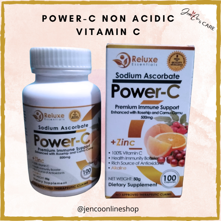 Power C- Sodium Ascorbate Vitamin C With Zinc  Non Acidic Vitamin C 100 Capsule/Bottle
