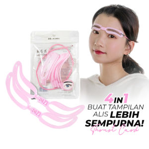 Cetakan Alis Tali Karet Mata Wanita - Thrush Card Pink Eyebrow 4in1 Praktis Untuk Eyebrow Alis Sempurna