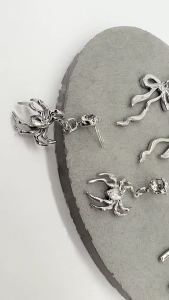 Ngọt ngào Bowknot Ribbon Tai dangle ngọt ngào Bowknot Ribbon nhện Khuyên tai treo tim cho đám cưới ngày tụ tập