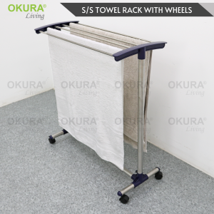 OKURA Stainless Steel Towel Rack / Clothes Drying Rack / Towel Hanger/ Clothes Hanger/ Rak Penyidai Baju Tuala