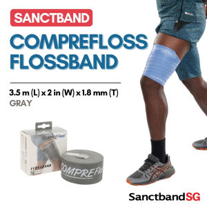 Sanctband COMPREFloss Flossband 2 inch x 3.5m Myofascial Release Flossbands Extra Heavy Level Resistance Bands Gray