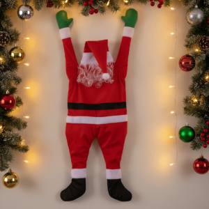 SHIHENG Self-adhesive Climbing Santa Claus Decoration Large Size Lightweight Window Hanging Santa Claus Creative Velvet Christmas Background Decoration Stair Railing
