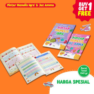 MAJU MANDIRI SUKAMAJU pintar menulis al-quran iqra juz amma asyik latihan menulis alquran huruf quran hijaiyah secara praktis dan menyenangkan dengan metode menebalkan ayat dan 3 blok warna bisa cod bayar di tempat buy 1 get 1 free beli 1 gratis 1