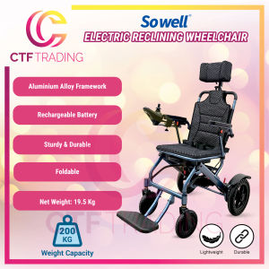 Sowell Lightweight Foldable Electric Auto Reclining Wheelchair With Adjustable Backrest & Powerful Silent Motor