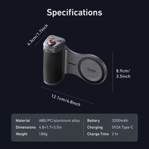 Master Grip Kit for IPhone 17 Pro/Max Magnetic Phone Camera Grip with 3200mAh Battery Wireless Charging