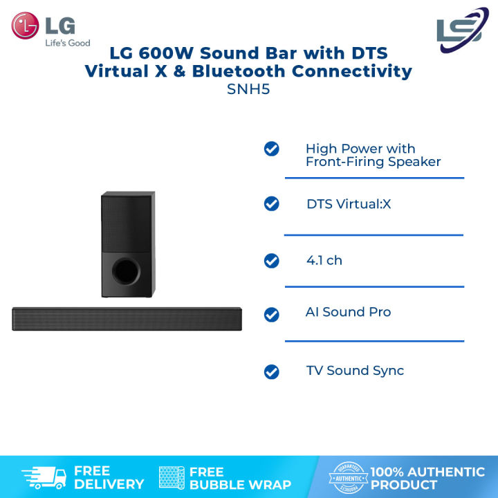 LG 600W Sound Bar with DTS Virtual X & Bluetooth Connectivity SNH5 AI Sound Pro TV Sound