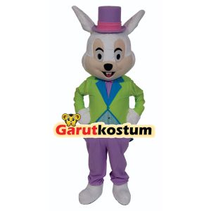 Kostum maskot badut kelinci jas lucu setelan dewasa karnaval