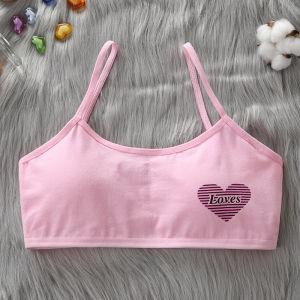 MOMO 8-16Years Baby Bra Girls Training Bra Underwear Solid Color Anti Peering Teenage Sport Bra Kids Bra(Includ Sponge Pad)