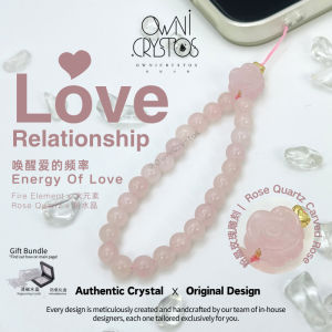 【OwniCrystos】Original Rose Quartz Natural crystal phone strap charm gift present for girlfriend