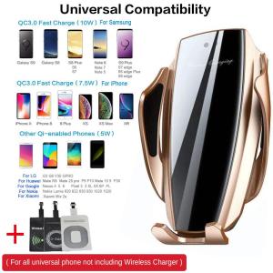 Update R1 Smart Sensor Car Wireless Charger Automatic Clamping phone Holder For iPhone Xs Huawei LG Infrared Induction Qi Charger Holder