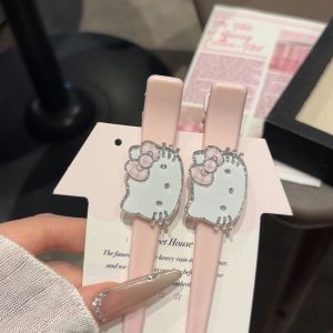 VINTLOOK คลิปผมน่ารักทรงเฮลโลคิตตี้ประดับโบว์ระยิบระยับ สำหรับผูกผมข้างและหน้าม้า เหมาะกับสาวหวาน