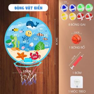 Bộ Đồ Chơi 2in1 Bóng Rổ Treo Tường Kèm Bảng Phi Tiêu Cho Bé Ném Bóng Rổ Dán Tường Kết Hợp Bảng Phi Tiêu Cho Bé - Lavi House