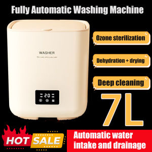 【Ready Stock】7L Mini Washing Machine Portable Washing Machine With Basuh Cuci Baju Baby Socks Blue Light Mite Removal Ozone Sterilization Washing Machine 迷你洗衣机