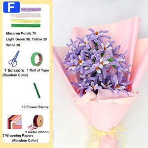 DIY Pipe Cleaner Flower Bouquet Craft Kit Handmade Twisting Stems Material Pack for Home Decor Gift Making
