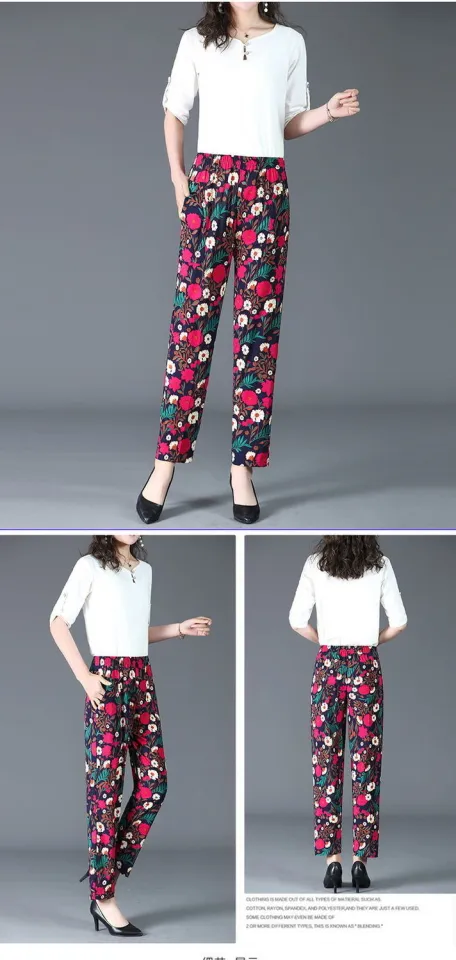 Summer New Nightwear Middle-aged Lady Women's Floral Capris Plaid