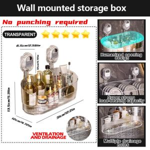 Bathroom Storage Rack Large Capacity No Drill Suction Cup Rack Wall Hanging Storage Rack Toilet Storage 吸盘置物架