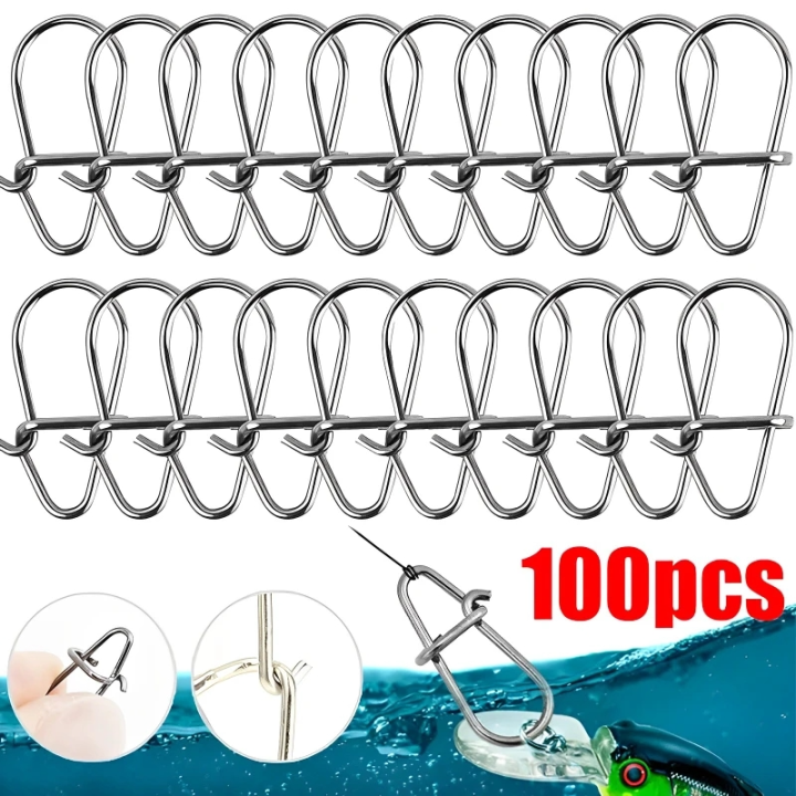 100PCS Sea Snap Hooks for Fishing Stainless Steel Fishing Swivels Fishing  Hook Line Connector 1# Snap