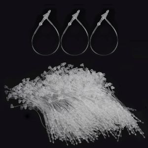 1000Pcs Self-Locking Plastic Tag Fastener Transparent White Snap Lock Clear Pin Security Loop Plastic Cable Ties for Price/Clothes/Hang Tag