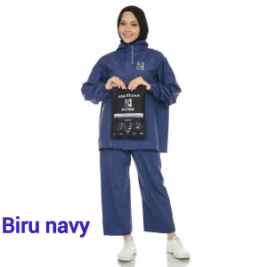 Jas Hujan Raincoat Mantel Pria Wanita Setelan Jacket Celana Premium By Piton Biru