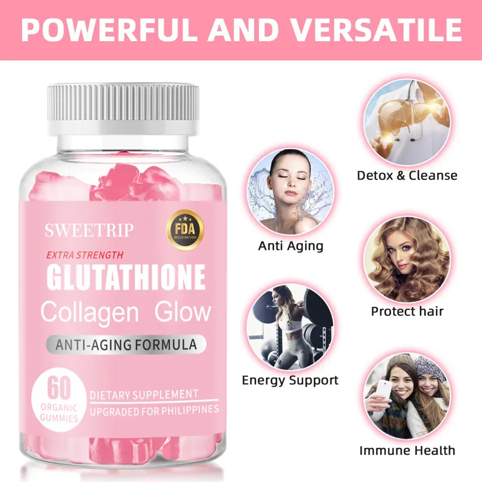 Glutathione Kolagen Glow Anti Penuaan Pemutih Kulit Vitamin Permen Karet  Rasa Stroberi Gummies Antioksidan Anti Penuaan Meningkatkan Kekebalan Kulit  Kusam Memutihkan Suplemen 60 Buah/Botol | Lazada Indonesia
