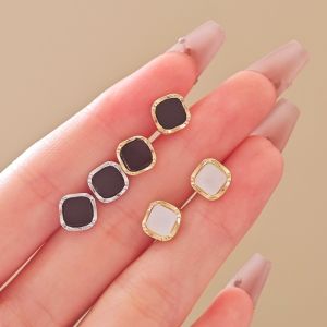Fashionable Ring Gift 年新款韩国黑色方形迷你耳钉女小众气质高级感百搭耳环耳饰品