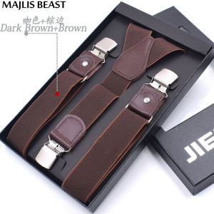 Elegant Suspenderหนังแท้บุรุษอัลลอยด์3เข็มขัดคลิปกางเกงยืดสายรัดแฟชั่นCommercialกางเกงความกว้าง3.5ซม.