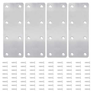 4Pcs Flat Mending Plate With Screws Stainless Steel Fixed Angles Support Brackets Connectors Metal Straight Brace