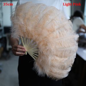 LUXERY 3052cm 3560cm Handheld Fur Fan Big Red Ostrich Runway Props Carnival Belly Dance Stage Fan High Quality 12 Bones Folding Fan