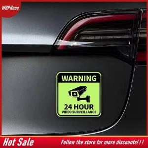 【COD】🔥🔥🔥 1PC WARNING 24HOUR VIDEO SURVEILLANCE Motorcycle Glow Stickers Motorbike Front Fairing Car Window Bumper Glow-in-the-dark Decals