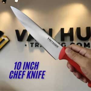 Metzger 10 inch red Chef knife 5Cr15Mov German steel Heavy duty kitchen knife