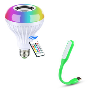 Bóng Đèn LED Bluetooth Không Dây Loa Đèn Phát Nhạc Thông Minh RGB 12W + Điều Khiển Từ Xa(Free USB LED Light)