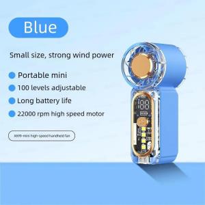 SOCEDEEP Kipas Mini USB Fan 100 SPEED Adjustment X699 Digital Display Rechargeable Mini High Speed Kipas With Light for Summer Outdoor Transparent Mini Handheld Fan
