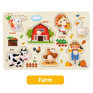JOYToy Papan Jamur Puzzle Puzzle Knob Papan Pencocokan Huruf Nomor Kayu Puzzle Anak Mainan