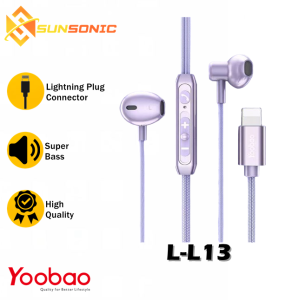 Yoobao L-L13 Fit and Comfort 3D Stereo Surround Sound and Call Wired Earphone with Microphone For Lightning Devices