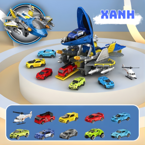 Đồ Chơi Máy Bay Chiến Đấu F-22 Raptor Kèm Bộ Xe Ô Tô Mini - Mô Hình Quân Sự Phi Cơ Siêu Ngầu Cho Bé