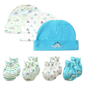 7ชิ้นถุงมือเด็กอ่อนและหมวกชุดทารกชุดของขวัญเด็กแรกเกิดสำหรับเด็กทารก0-6เดือนการ์ตูนน่ารักไดโนเสาร์เด็กหมวกและถุงมือ