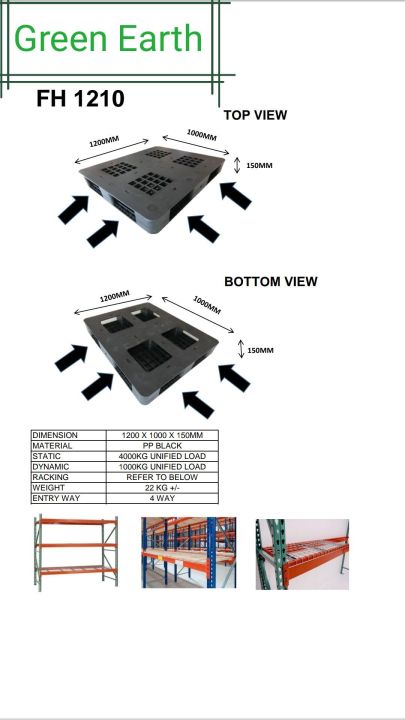 Multipurpose%20Heavy%20Duty%20Plastic%20Pallet%201200mm%20x%201000mm%20x%20150mm%20Double%20Deck%204%20Way%20-%20Image%203