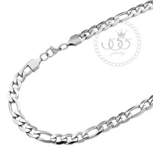 555jewelry สร้อยคอสแตนเลส สตีล ลาย Bevelled Figaro รุ่น MNC-C114 - สร้อยคอแฟชั่น สร้อยคอผู้ชาย สร้อยคอลายโซ่ [CH24]