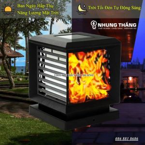 Đèn Sân Vườn Ngoài Trời MT-2120 - Năng Lượng Mặt Trời - Hiệu Ứng Ngọn Lửa - Trụ Cổng Cột Đèn Hàng Rào Mái Hiên - Bảo Hành 1 Năm - CÓ VIDEO