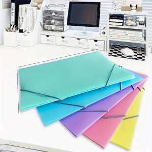 MAJESTICX 12pcs with Elastic Closure Office Project Binder A4 Storage Bag Elastic Cord File Bag Portable Large Capacity Drawstring Document Pouch Office