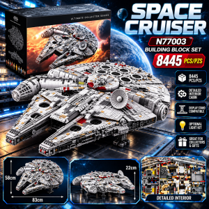 N77003 Space Cruiser Building Block Set 8445PCS Large Starship Assembly Model Collector Display Toy
