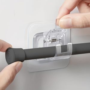 2pcs Self Adhesive Powerful Hanging Curtain Rod Clip Hook Shower Curtain Rod Hanging Hook Holder
