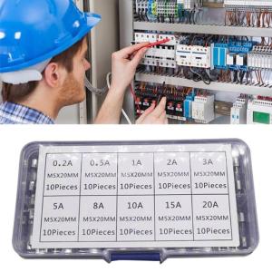 100pcs/set Fast Glass Fuses 10 Size Glass Tube Fuses Assorted 100pcs 5x20mm Glass Fuses Set 1 Box for Household Use